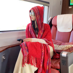 Casual Versatile Personality Border Dark Pattern Shawl Scarf