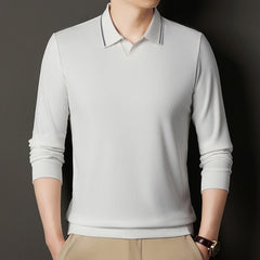 New Men's Vertical Stripes Solid Color T-shirt Bottoming Shirt