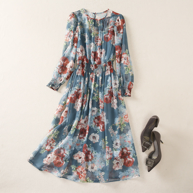 New Women's Clothing Round-neck Long-sleeved Dress With Suspenders