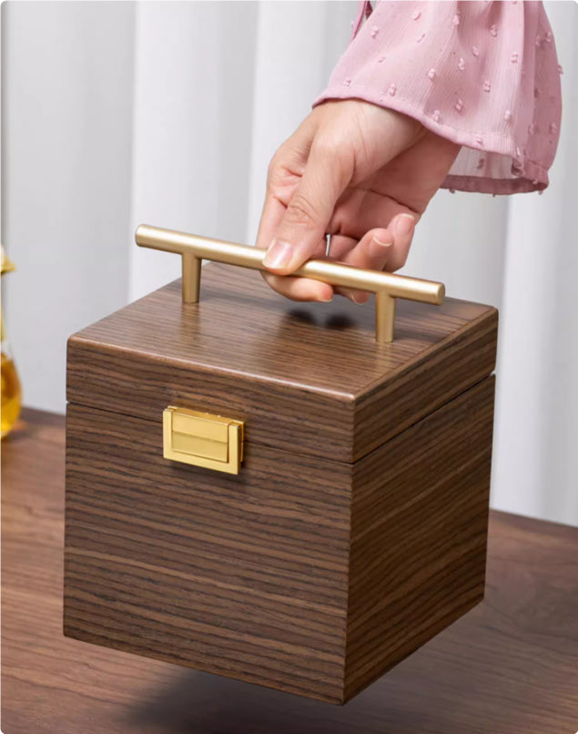 Walnut wood jewelry storage box – desktop vanity bedroom display