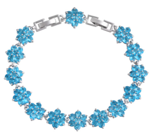 Blue Full Diamond Lotus Bracelet For Men's Hip Hop Dopamine Colored Tennis Chain