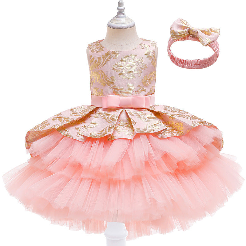 European And American New Girls' Sleeveless Mesh Puffy Dress