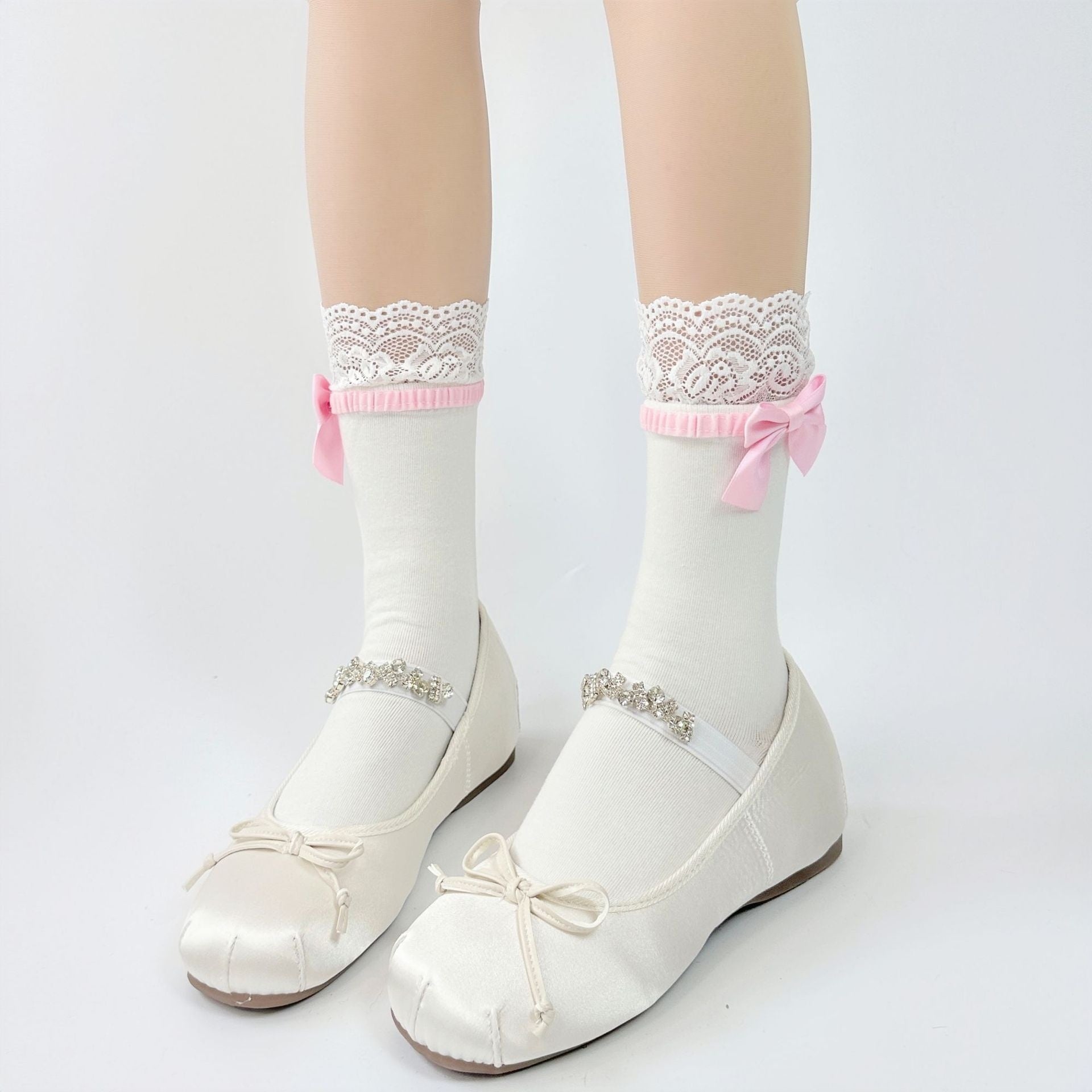Japanese Jk Bowknot Sweet Lace Lolita Socks Mid-calf