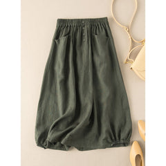 Plus Size Women's New Faux Linen Vintage Skirt