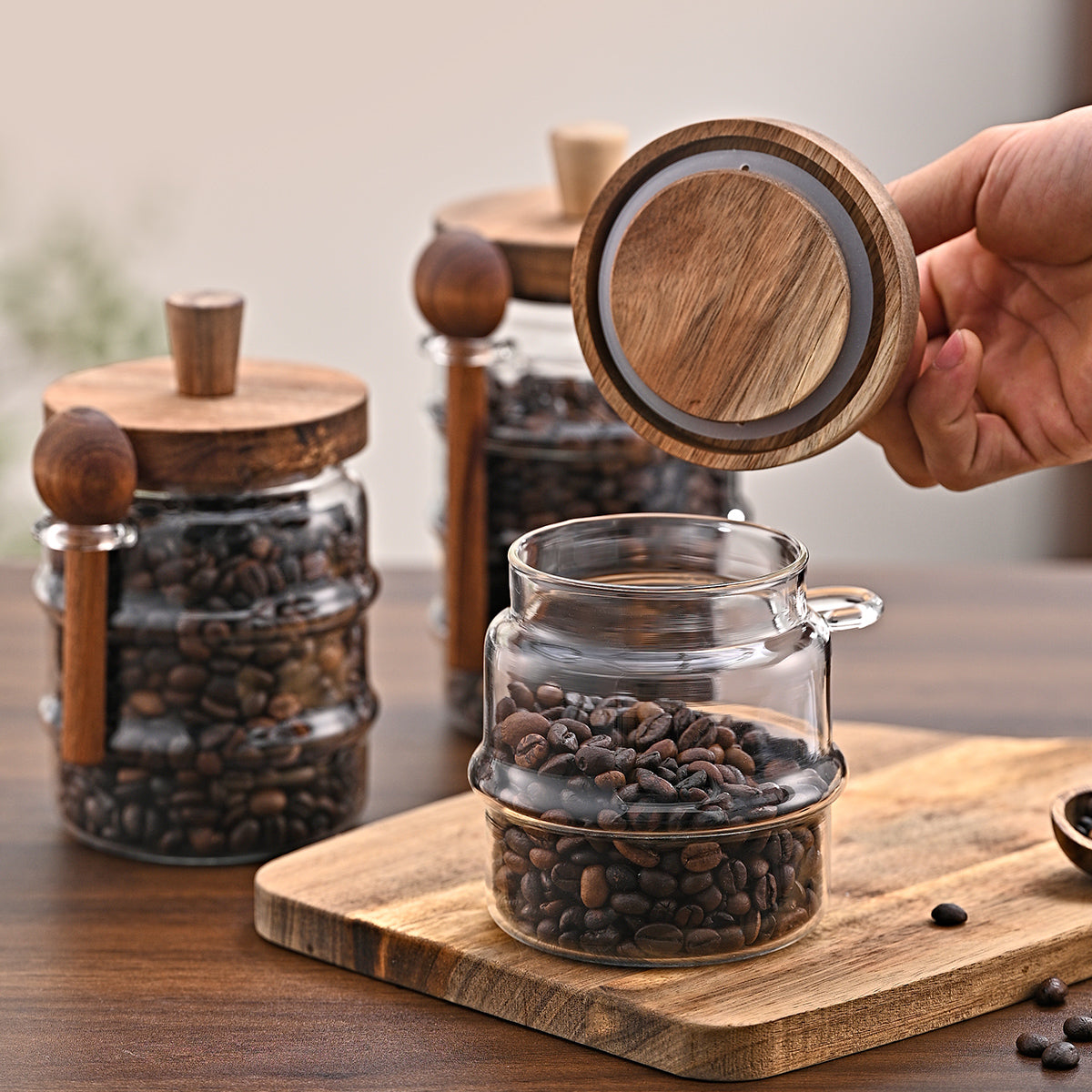 Glass storage jar with spoon – 25oz large capacity multifunctional
