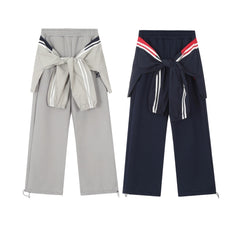 Strap Design Fleece-lined Track Sweatpants