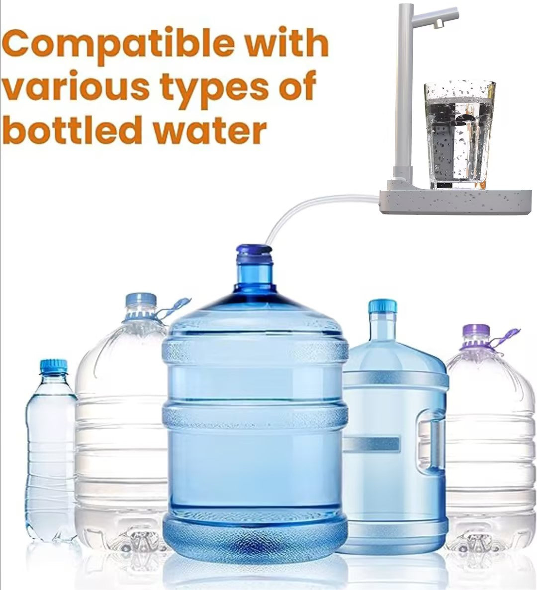 Rechargeable water dispenser pump – white blue ABS quiet operation