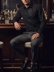 Chic Black Shirt With Statement Sequin Detail