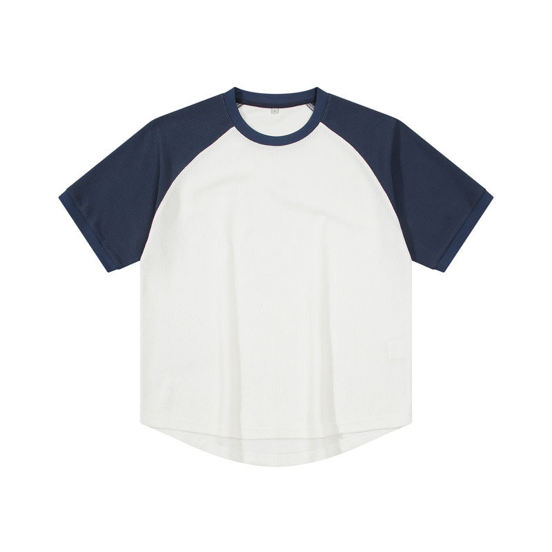 Contrast Color Waffle Plus Size Short Sleeve