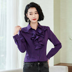 Women's Shirt Long Sleeve Casual Ruffles Business Shirt