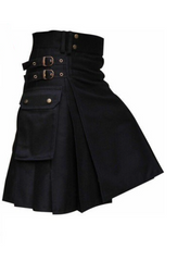 Festival Men's Solid Color Pocket Pleated Skirt