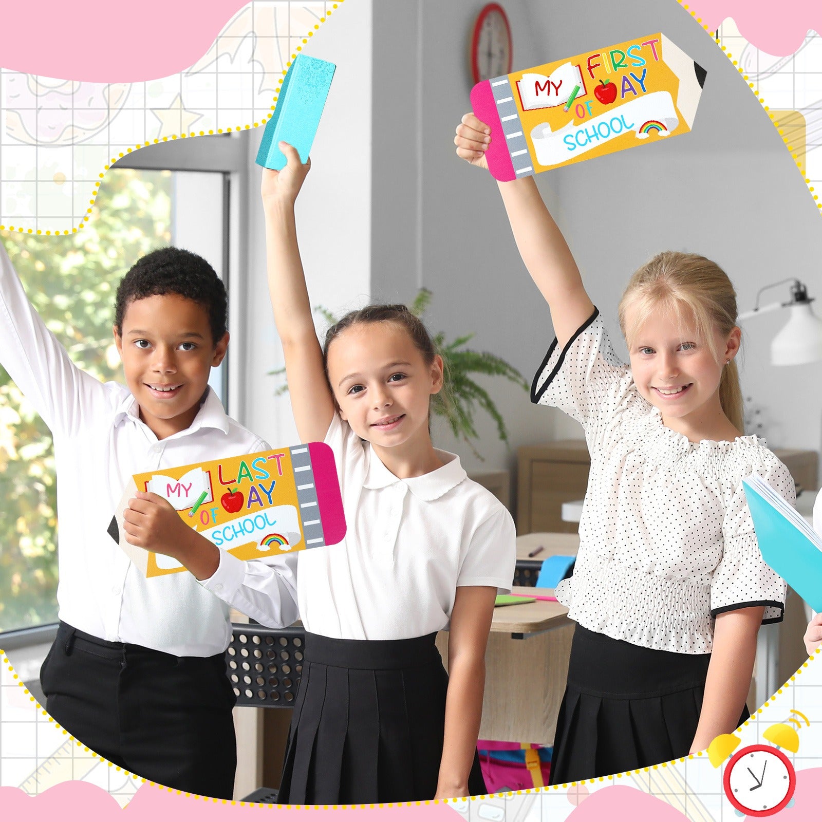 First day of school sign for kids – 13.8 inch easy hold photo prop