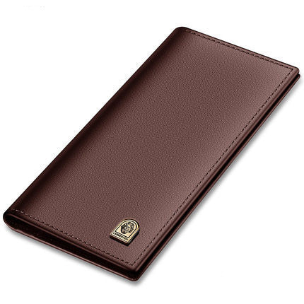 Long leather wallet for men – blue card slots coin change slot interior
