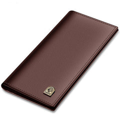 Long leather wallet for men – blue card slots coin change slot interior