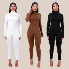 Pure Color Skinny Sports Fitness Jumpsuit