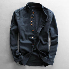 European And American Style Men's Clothing Stand Collar Buried Clip Casual Shirt