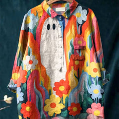 Halloween Abstract Cute Ghost Loose Pockets Shirt