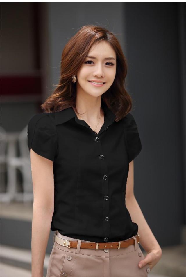 White Shirt Women's Short-sleeved Business Wear Summer Cotton White Shirt