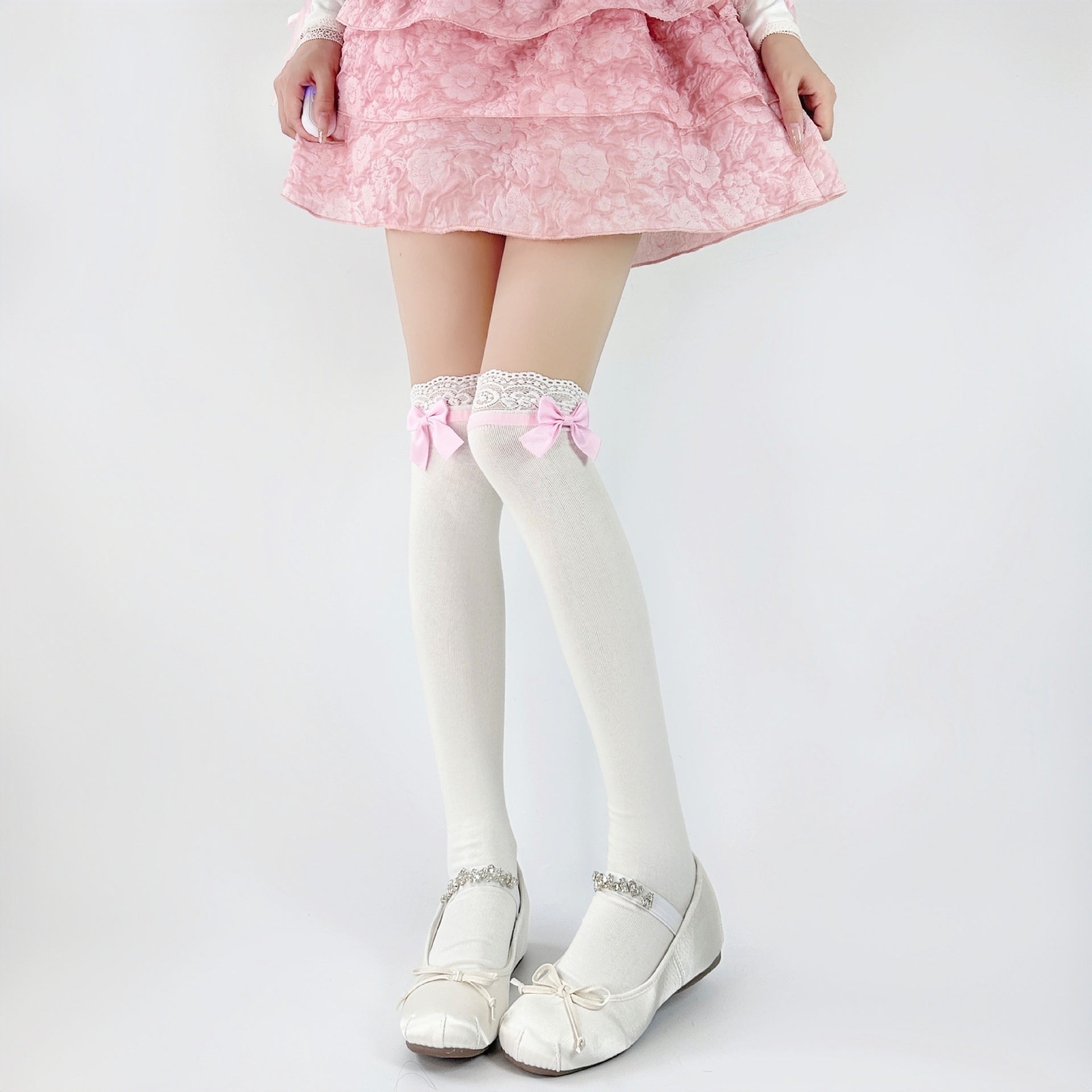 Japanese Jk Bowknot Sweet Lace Lolita Socks Mid-calf
