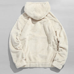 Lamb Wool Hooded Pullover Kangaroo Cloth Pocket Long Sleeve Top