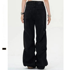 High Waist American Retro Loose Black Jeans For Women
