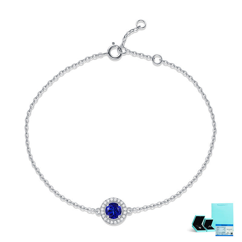S925 Silver Inlaid Sapphire Women's Bracelet