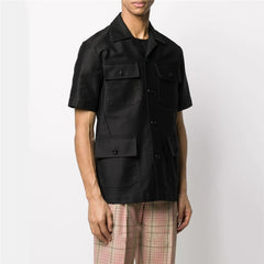 Summer Trend Men's Shirts Korean Style Personalized Hairstyle Short Sleeves