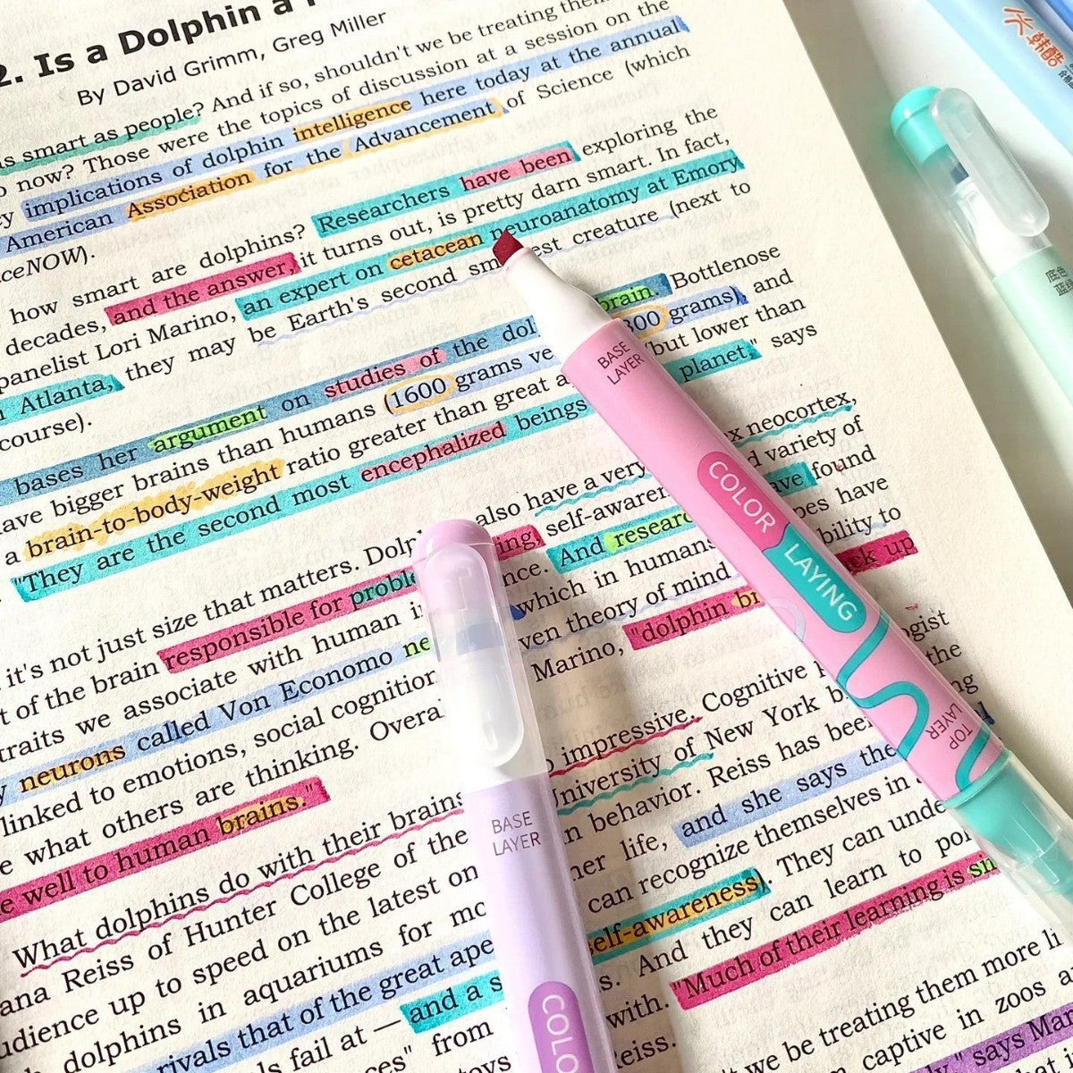 Dual tip highlighters for students – color over color layering effect