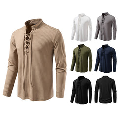 Men's Casual Long Sleeve Drawstring Design T-shirt