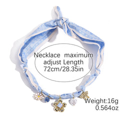 Summer Scarf Necklace Multi-pendant Pearl All-match Light Luxury Silk Scarf Necklace