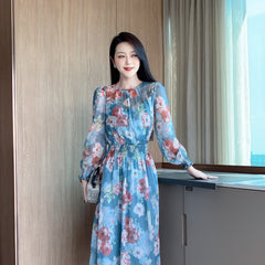 New Women's Clothing Round-neck Long-sleeved Dress With Suspenders