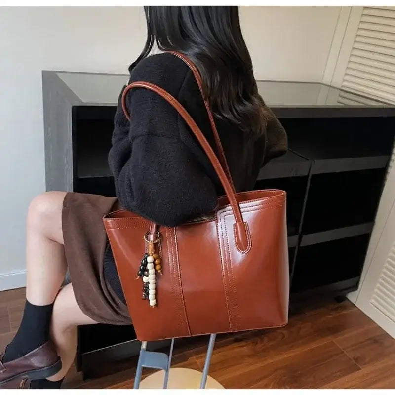 Ladies Crossbody Leather Bag with Multiple Pockets