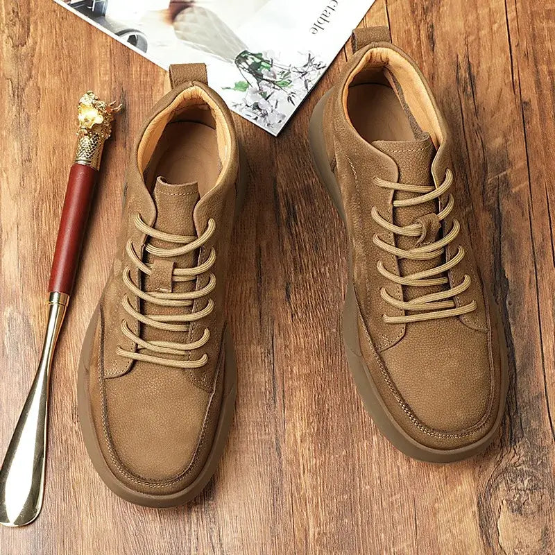 Mens Chelsea Leather Boots Thick Sole Non Slip Shoes