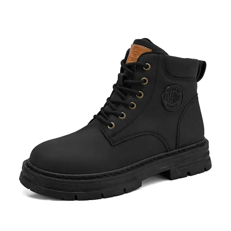 Mens High Top Leather Boots Anti Slip Outdoor Shoes