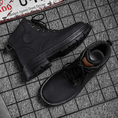 Mens High Top Leather Boots Anti Slip Outdoor Shoes