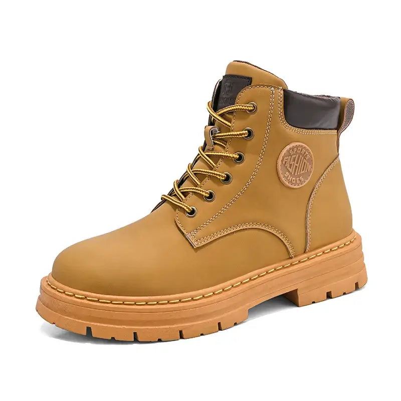 Mens High Top Leather Boots Anti Slip Outdoor Shoes