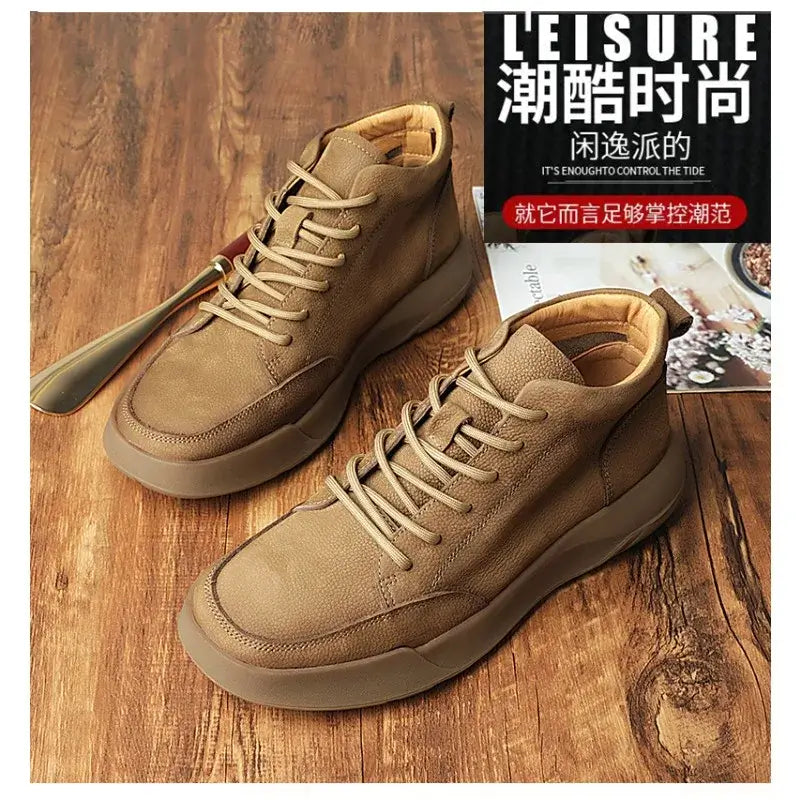 Mens Chelsea Leather Boots Thick Sole Non Slip Shoes