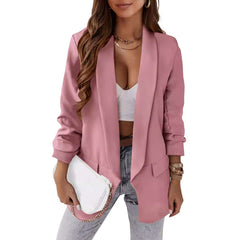Temperament Professional Slim Fit Small Suit Jacket in pink with elegant style, perfect for slim fit and temperament commute.